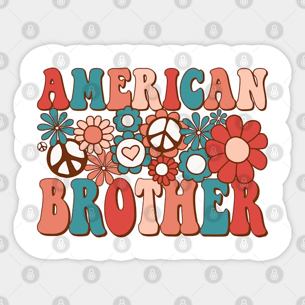 Retro Groovy American Brother Matching Family 4th of July Sticker by BramCrye